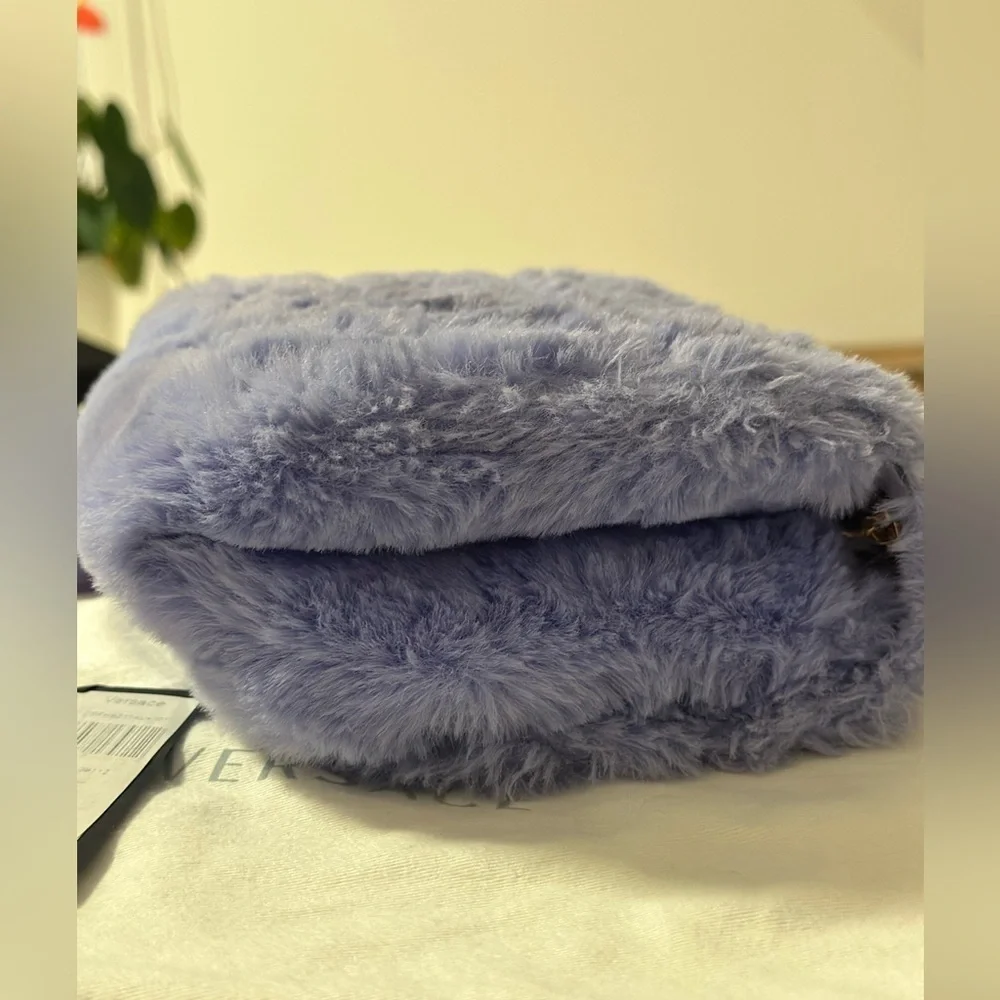 Versace Purple Faux-Fur Virtus Shoulder Bag